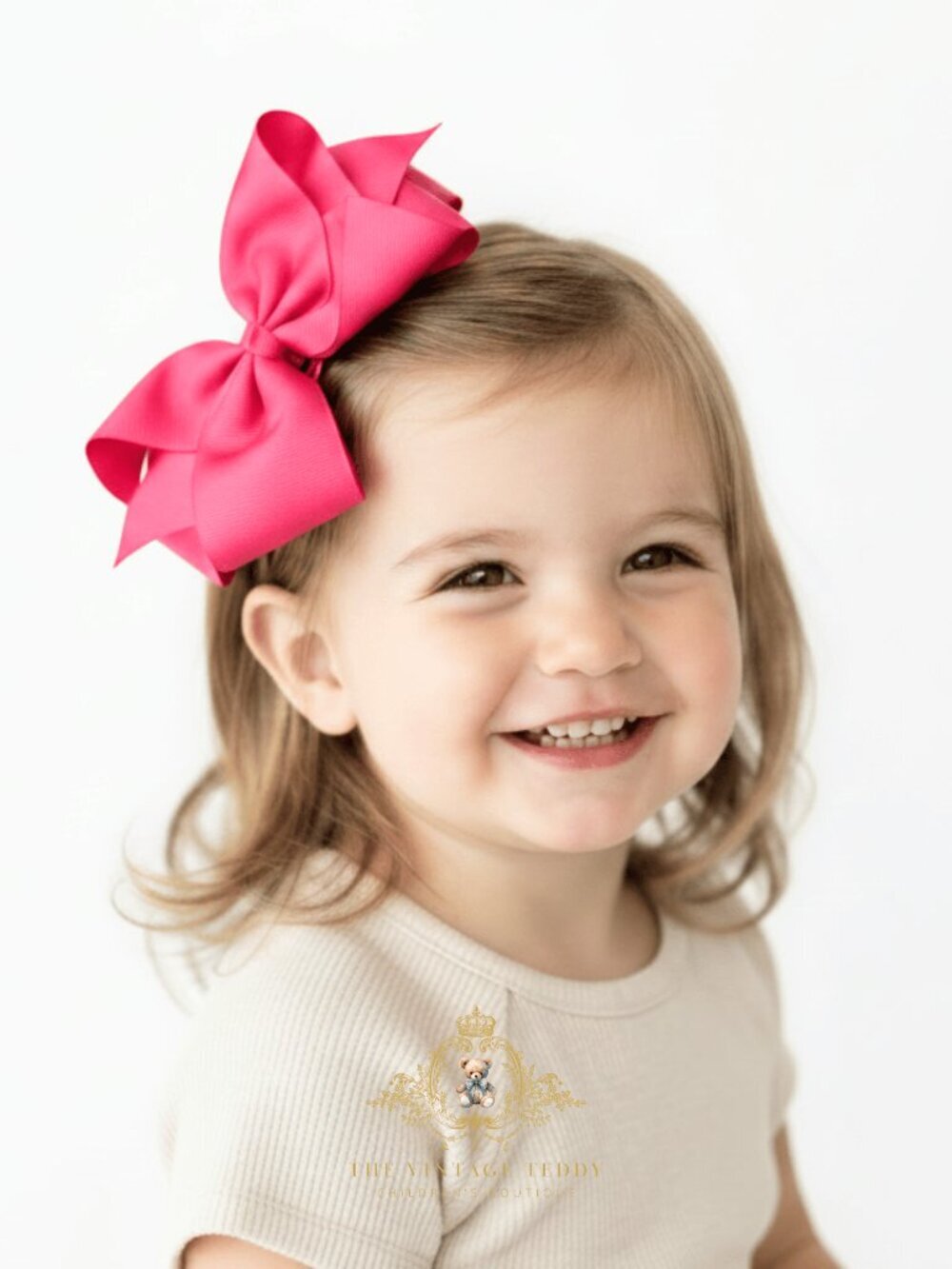 Pretty Girls Hair Bows Grosgrain Ribbon Clips Hair Accessories Hot Pink 6 Inch
